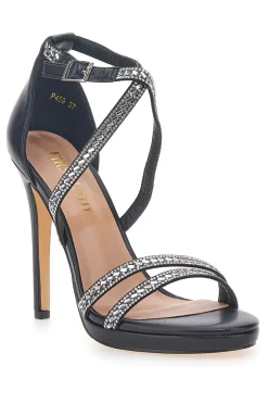 Sandali Neri con Tacco e Strass First Lady 459