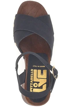 Sandali neri con tacco largo e borchiette Pittarello Love 9086