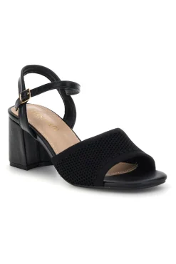 Sandali neri con tacco largo e cinturino First lady P694