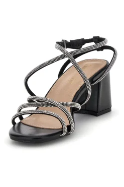 Sandali neri con tacco largo e listini First lady P708