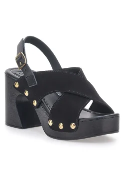 Sandali Neri con Tomaia in Pelle e Tacco a Coda PITTARELLO LOVE 5850