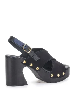 Sandali Neri con Tomaia in Pelle e Tacco a Coda PITTARELLO LOVE 5850