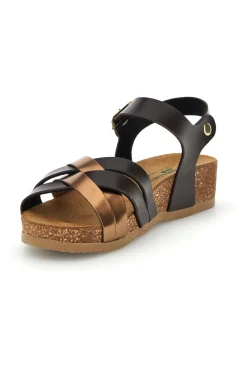 Sandali neri e rame con sottopiede in pelle Pittarello Eco 293A850SR