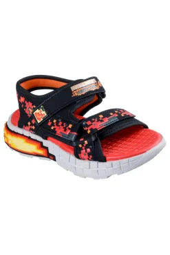 Sandali neri e rossi sportivi con stampa pixel Skechers Mega-Splash 4K