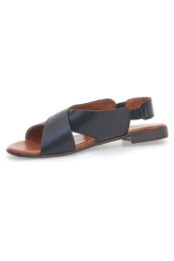 Sandali Neri Flat In Vera Pelle Con Elastico Pittarello Look 225435