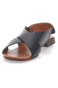 Sandali Neri Flat In Vera Pelle Con Elastico Pittarello Look 225435