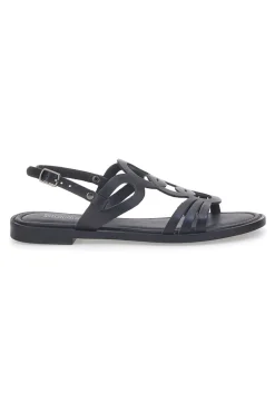 Sandali Neri Flat In Vera Pelle Pittarello Sun A6440101