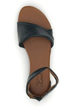 Sandali neri in pelle con fascia e cinturino Pittarello look 225675