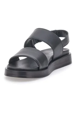 Sandali neri in pelle con doppia fascia e chiusura in velcro Pittarello Focus 28066IN