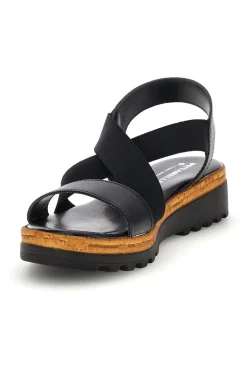 Sandali neri in pelle con fasce incrociate Pittarello 310570811