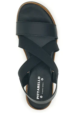 Sandali neri in pelle con fasce incrociate Pittarello 310570811