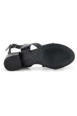 Sandali neri in pelle con fasce incrociate Pittarello look 243080