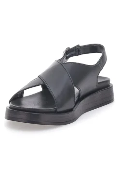 Sandali neri in pelle design minimal Pittarello Focus 28058