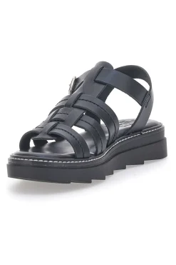 Sandali Neri in Vera Pelle Made in Italy PITTARELLO ROCK 15432