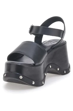 Sandali Neri In Vera Pelle con Platform Alto PITTARELLO ROCK 15777/Z