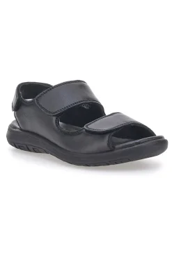 Sandali neri in vera pelle con doppio strappo Fly Dinamic FD102