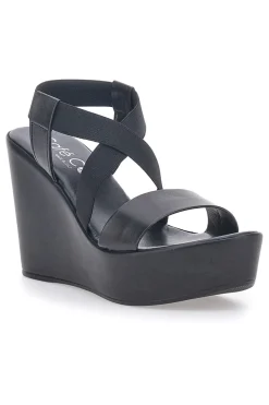 Sandali Neri Made In Italy Con Zeppa Da Donna Cafe' Cost 1