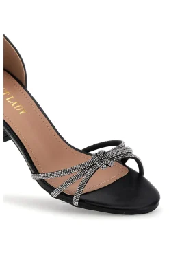 Sandali nero con cinturini brillanti e tacco largo First lady P706