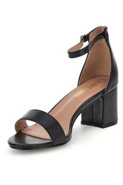Sandali nero con fascia frontale e tacco largo First lady P695