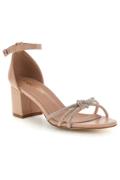 Sandali nude con cinturini brillanti e tacco largo First lady P706