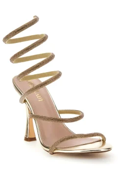 Sandali oro con strass e laccio a spirale First lady P711