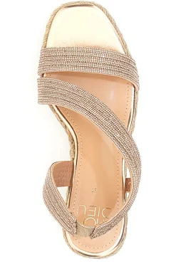 Sandali Oro con Zeppa con Glitter MON DIEU 602