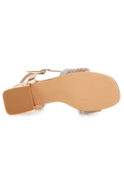 Sandali oro rosa con fascia glitter e tacco geometrico Mon Dieu 1651