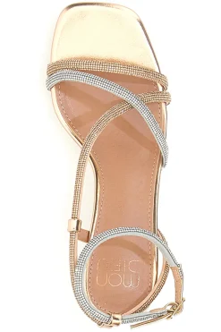 Sandali oro rosa con strass e cinturino alla caviglia Mon Dieu 1613