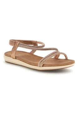 Sandali oro rosa con strass e cinturino elasticizzato Cafe' cost 80965