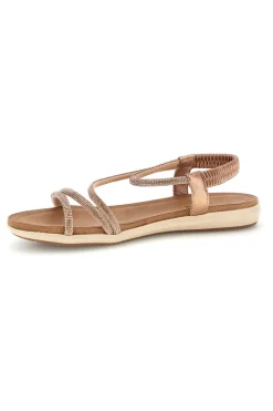 Sandali oro rosa con strass e cinturino elasticizzato Cafe' cost 80965