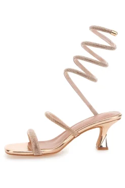Sandali oro rosa con strass e laccio a spirale Mon Dieu 1614