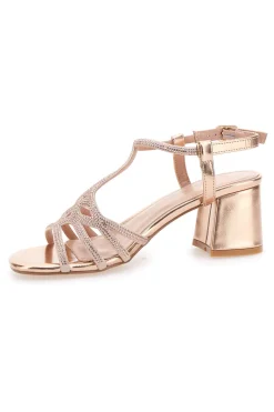 Sandali oro rosa con tacco e listini intrecciati MON DIEU 643