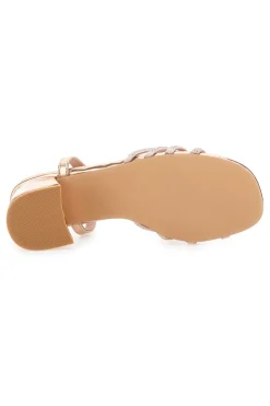 Sandali oro rosa con tacco e listini intrecciati MON DIEU 643