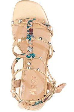 Sandali Oro Rosa Con Tacco Medio The First 652
