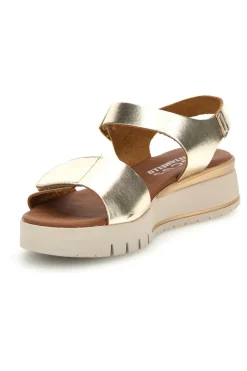 Sandali platino con zeppa e strappo in velcro Pittarello focus 5493097