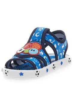 Sandali Primi Passi Azzurri con palloni sport Pitt Kids PK2758A