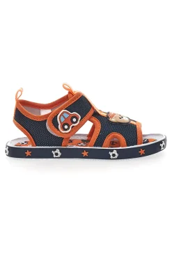 Sandali Primi Passi Navy e Arancione con orsetto e machinina Pitt Kids PK2636B