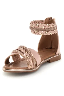 Sandali rosa con fasce incrociate glitter e cerniera Grazie girl 15023