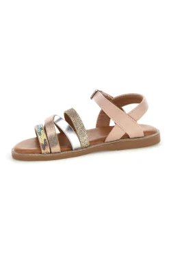 Sandali rosa oro fibbia regolabile Pitt kids 392633S