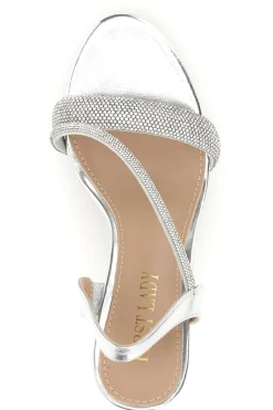 Sandali silver con strass tacco alto First Lady P704