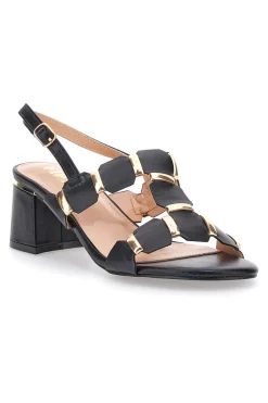 Sandali Sling-Back Neri Con Tacco The First 22162