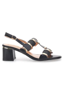 Sandali Sling-Back Neri Con Tacco The First 22162