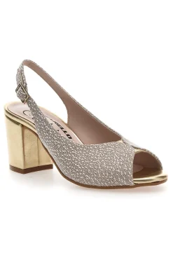 Sandali Slingback Platino con Tomaia Effetto Ricamo PITTARELLO GLAM 5991