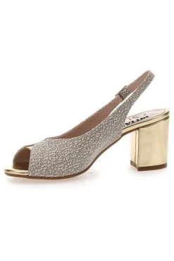 Sandali Slingback Platino con Tomaia Effetto Ricamo PITTARELLO GLAM 5991