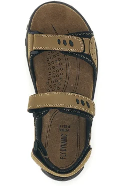 Sandali taupe in vera pelle con chiusure a strappo Fly dynamic FD10