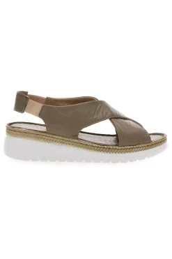 Sandali Taupe Sling-back Con Elastici Pittarello 90046