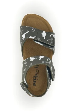 Sandali verde con stampa dinosauri strappi in velcro Pitt kids 40006ndn