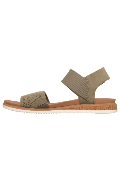 Sandali verdi con cinturino in velcro e fascia traforata Skechers Desert kiss low