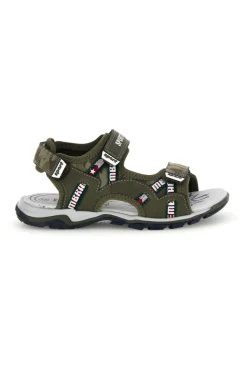 Sandali verdi con dettagli a contrasto e chiusura a strappo Pitt kids 15117