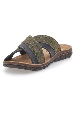 Sandali verdi con fasce incrociate e sottopiede comfort Inblu 03 VT